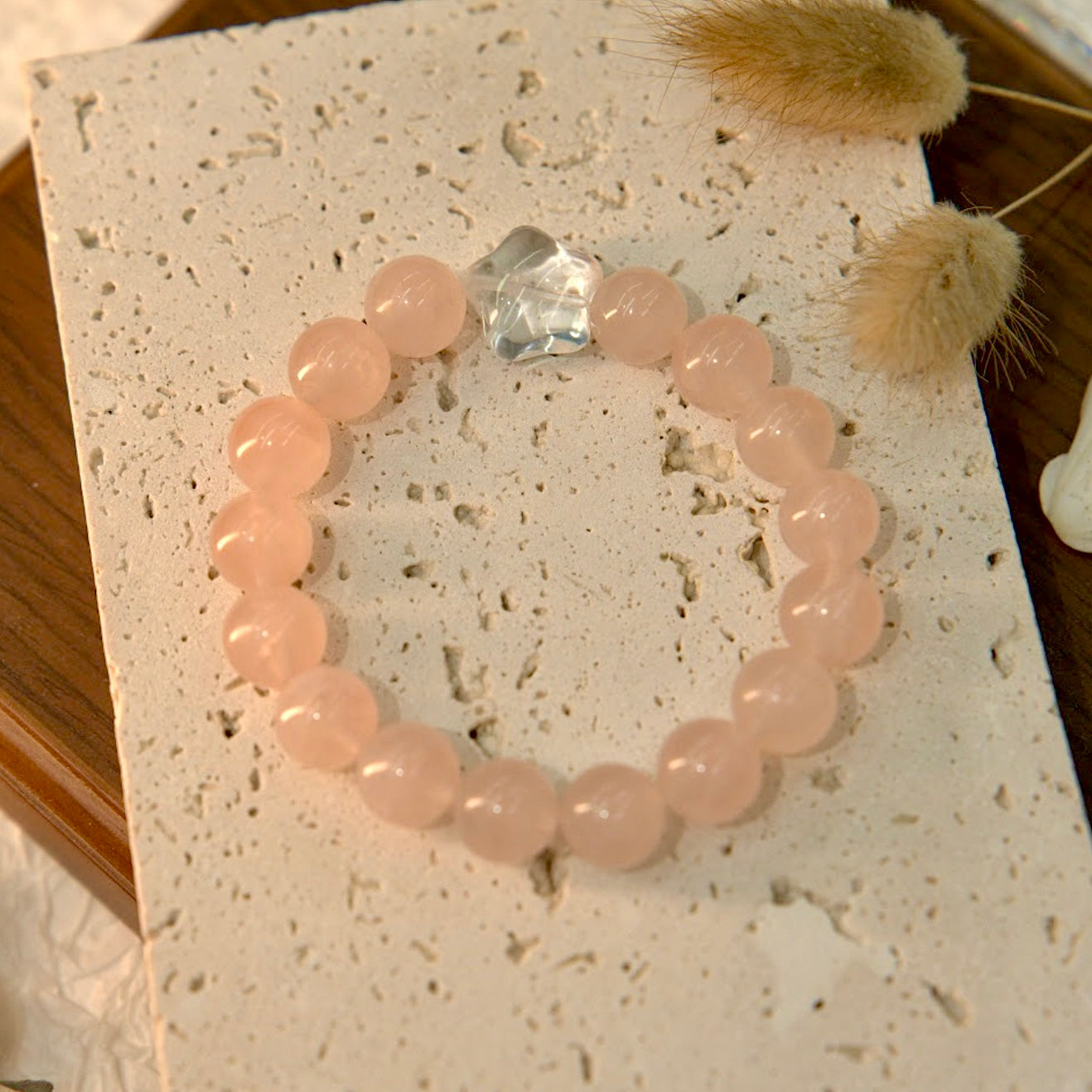 Rose Quartz & Clear Quartz Bracelet - Starlight Fall-in-Love