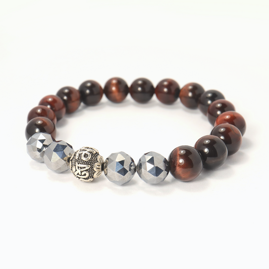Dragon Pulse - Red Tiger’s Eye & Taiheci/Titanium-Terahertz-Magnetic Bracelet