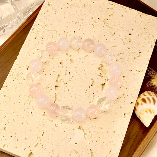 Rose Quartz, Agate & Azeztulite Bracelet - Pink-Blue Lumina