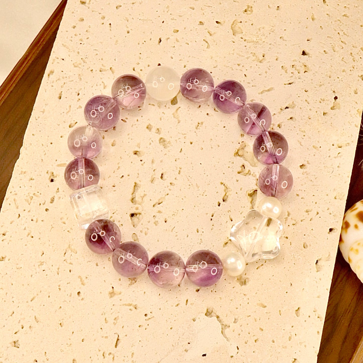 Amethyst & Clear Quartz Bracelet - Stellar Harmony