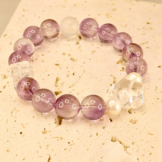 Amethyst & Clear Quartz Bracelet - Stellar Harmony
