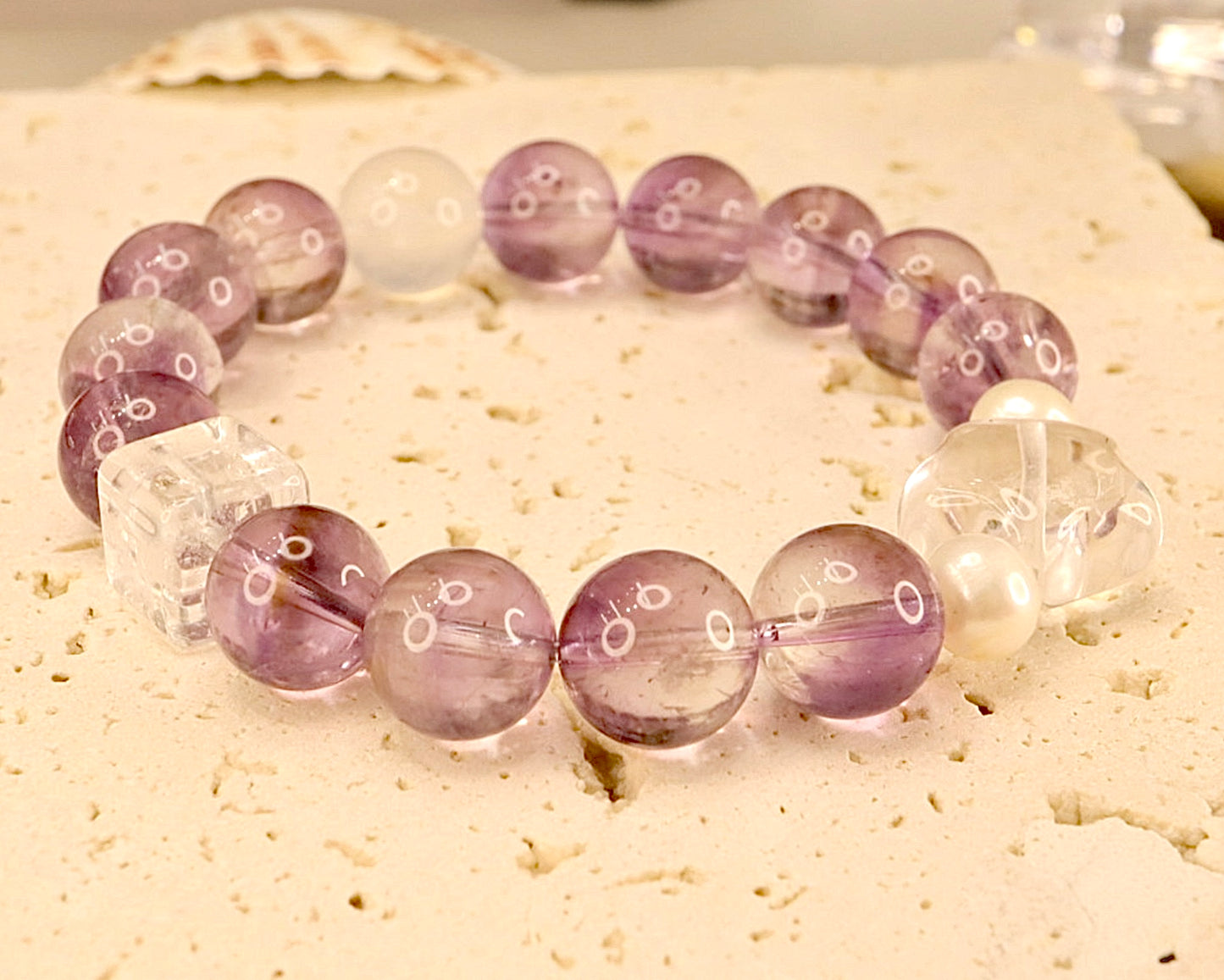 Amethyst & Clear Quartz Bracelet - Stellar Harmony