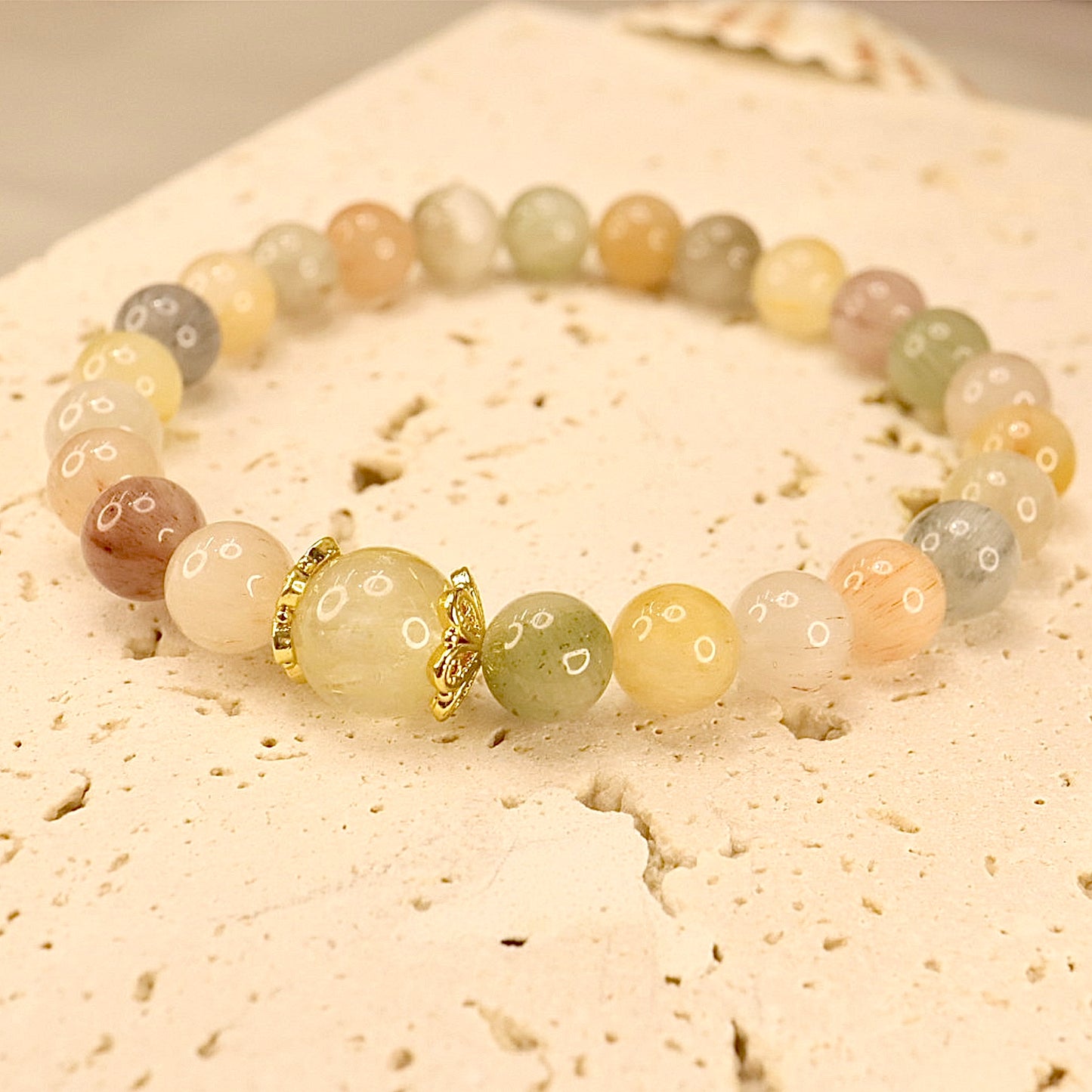 Rabbit Hair Quartz & Golden Rutilated Quartz Bracelet - Radiant Joy