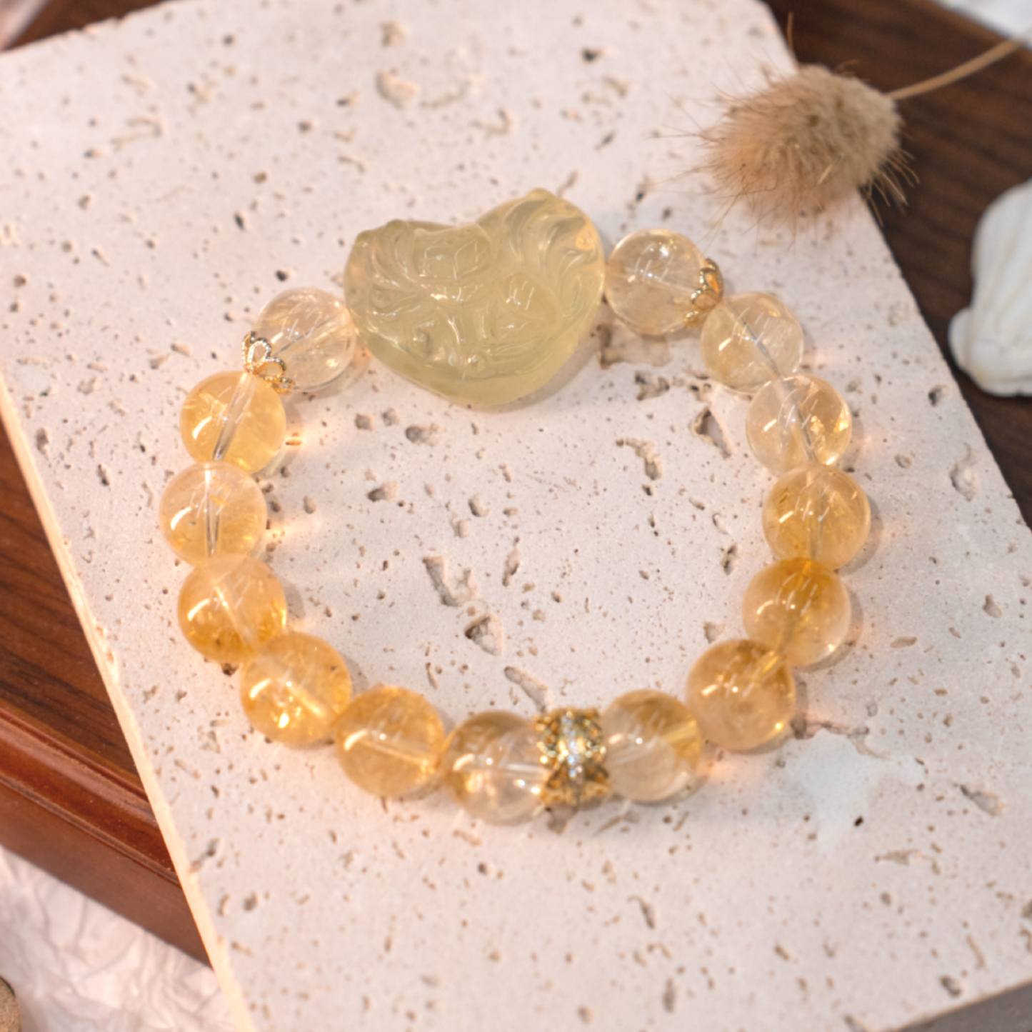 Citrine Bracelet - Golden Fox Charm