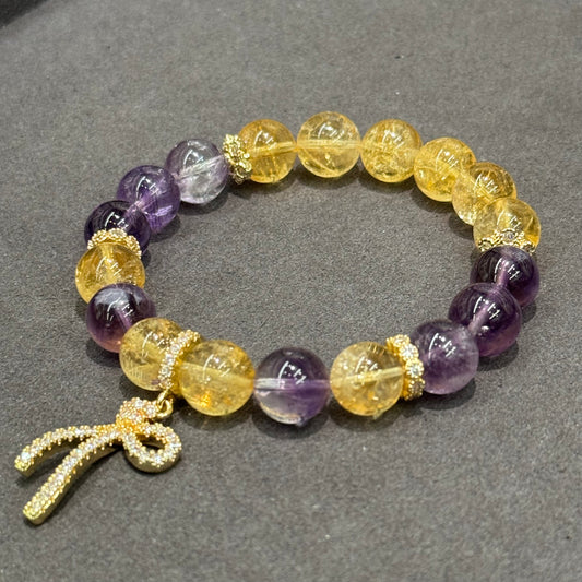 Amethyst & Citrine Bracelet - Heart of Violet & Gold