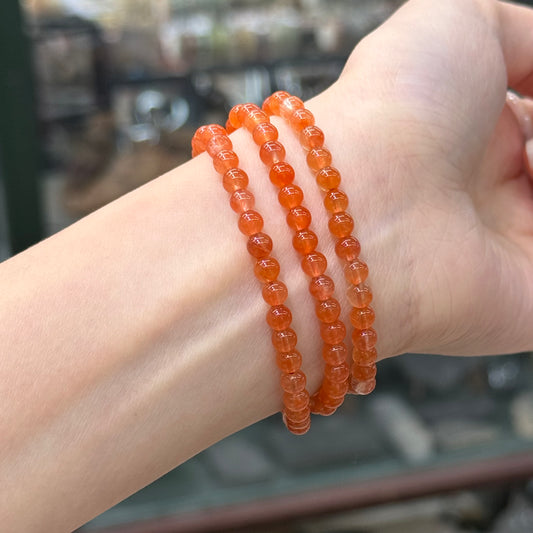 Orange-Red Icy Floral South Red Agate Bracelet - Flamepetal Whisper