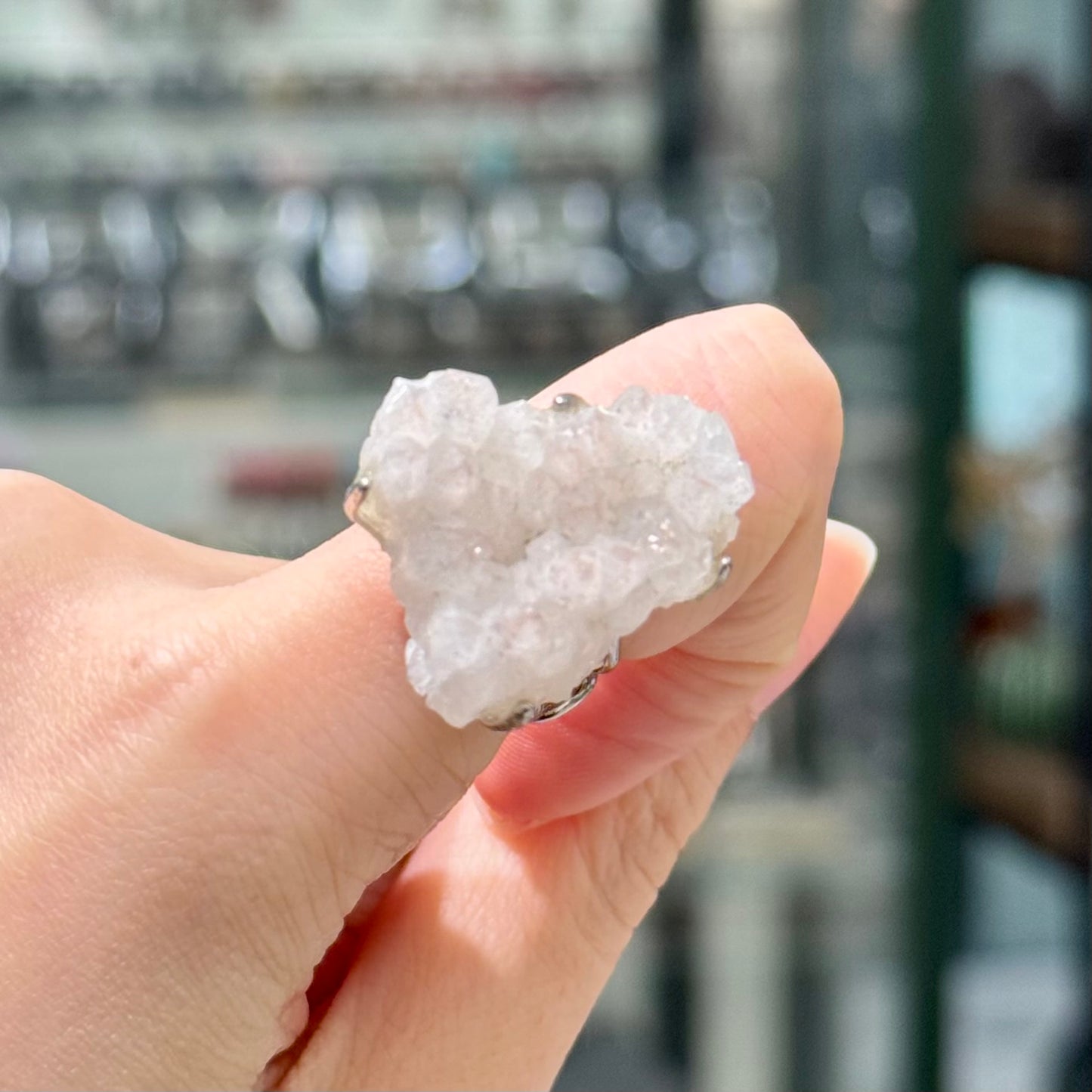 White Quartz · Adjustable Band Ring - Pure Heart