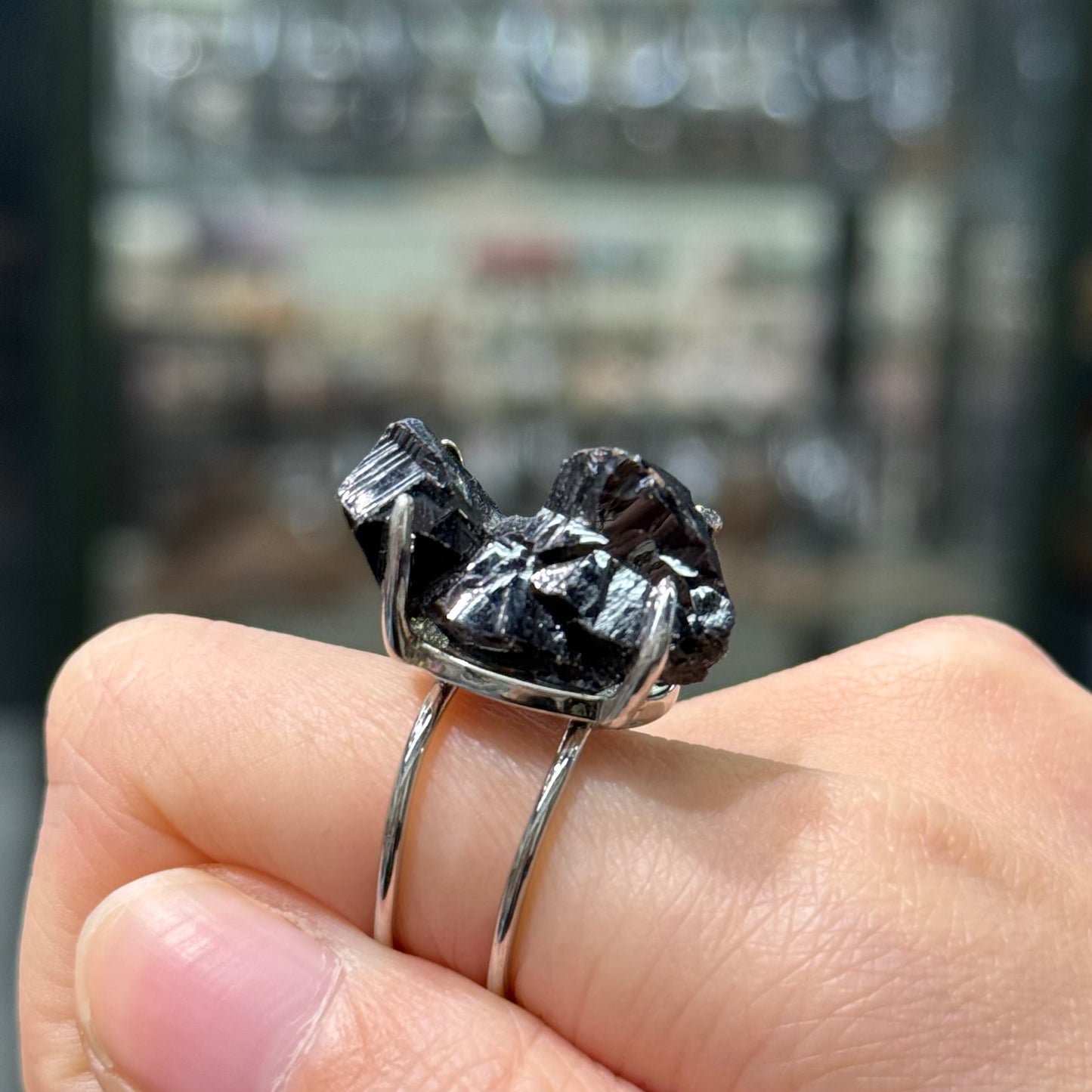 Black Tourmaline · Adjustable Band Ring - Kitten or Whale?