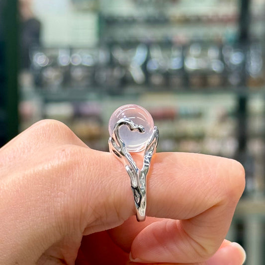 Rose Quartz · 925s Silver · Adjustable Ring - Pinky Promise