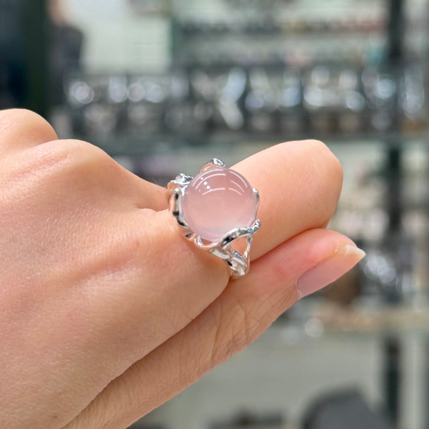 Rose Quartz · 925s Silver · Adjustable Ring - Pinky Promise
