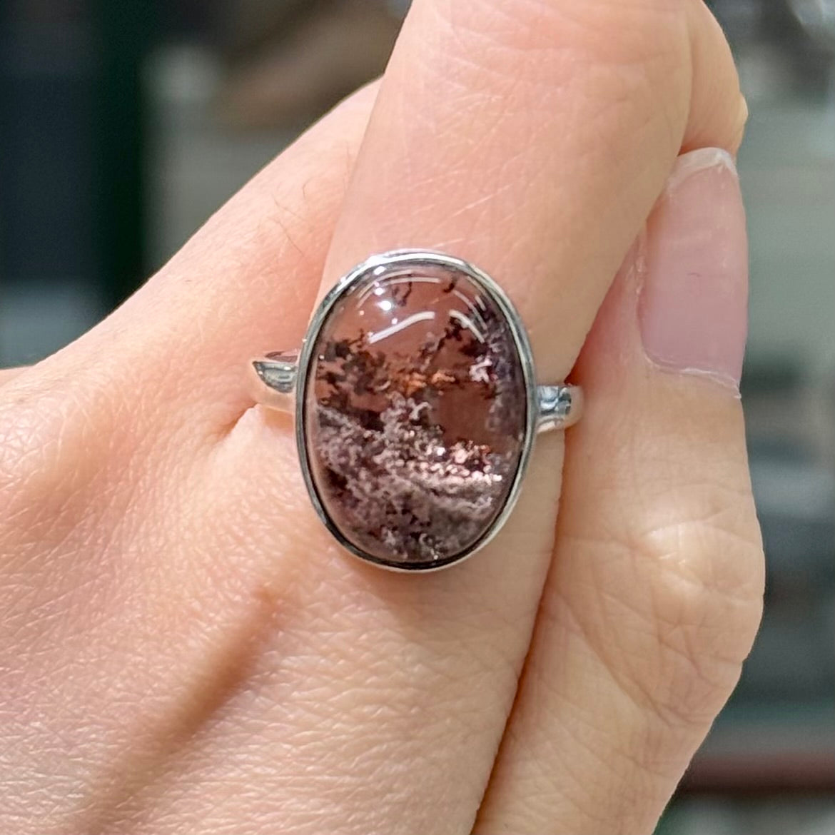 Pink-Lavender & Maple Red Phantom Quartz · 925s Silver · Adjustable Ring - Autumn Rose