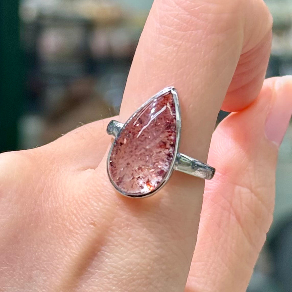 Golden Strawberry Super 7 Quartz · s925 Silver · Adjustable Ring - Iceflame