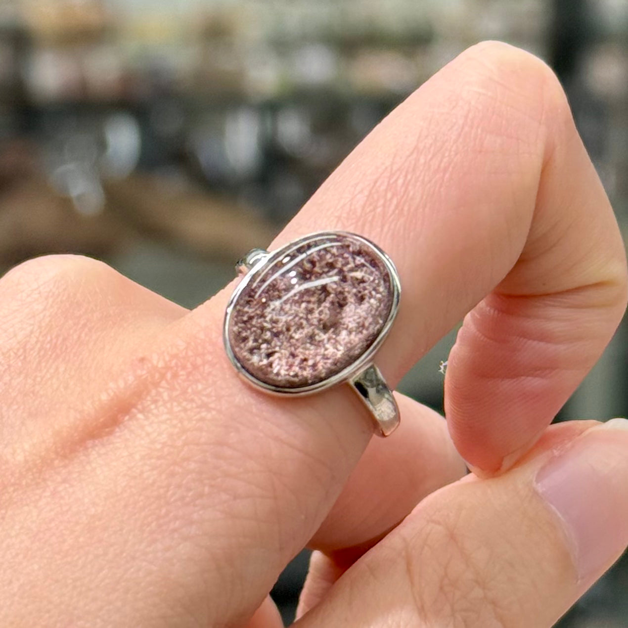 Light Rose-Purple Phantom Quartz · 925s Silver · Adjustable Ring - Rose Reverie