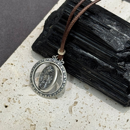 s999 Silver Year of the Horse Auspicious Buddha Amulet Necklace