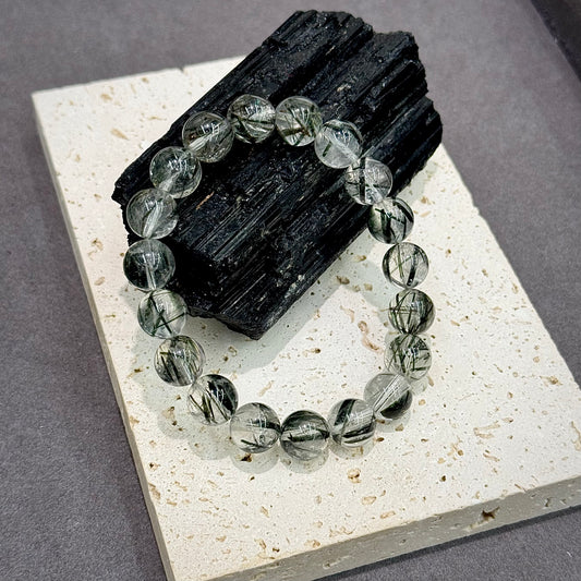 Dark Green Rutilated Quartz Bracelet - Forest