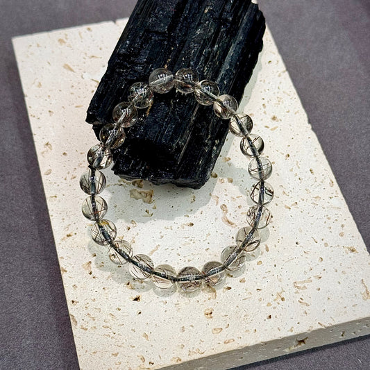 Black Rutilated Quartz Bracelet - Protection