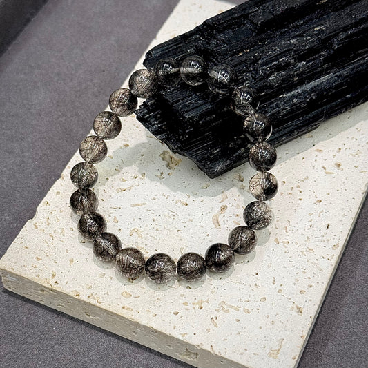 Full Lace Black Rutilated Quartz Bracelet - Mystery & Elegance