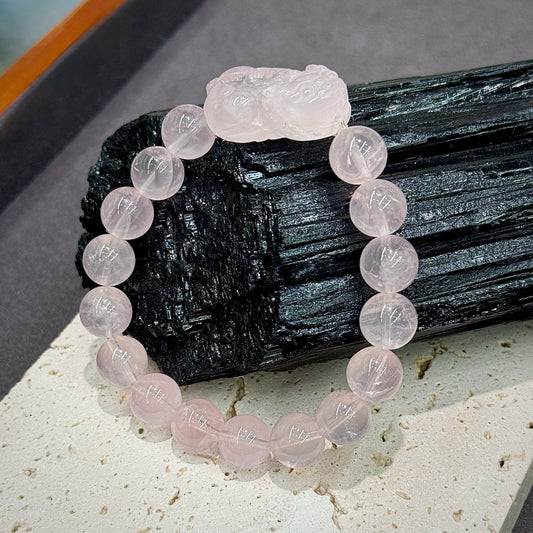 Rose Quartz Pixiu Bracelet - Love & Fortune