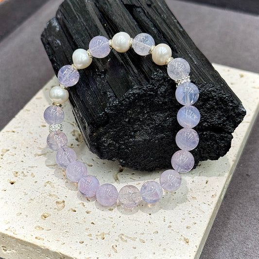 Lavender Milky Amethyst & Pearl Bracelet - Lavender Grace