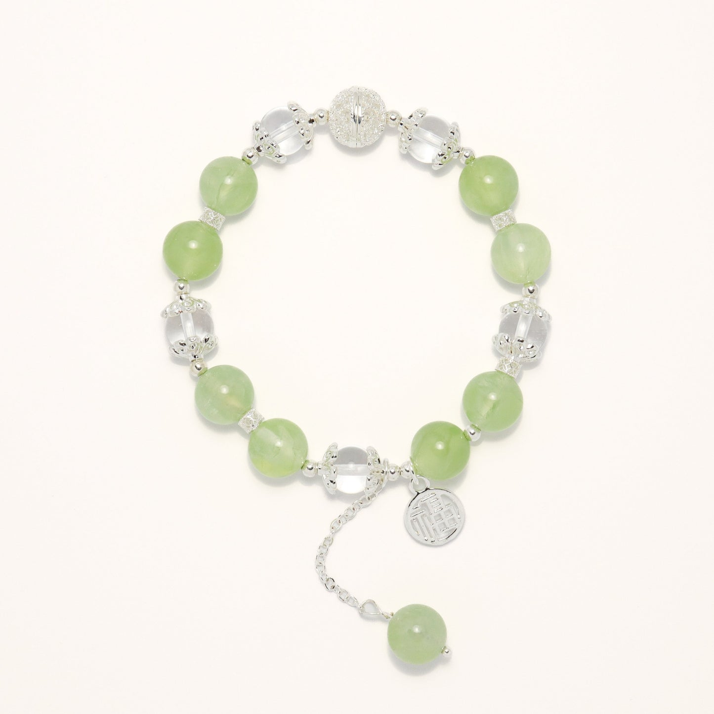 Luck & Hope - Prehnite & Clear Quartz Bracelet