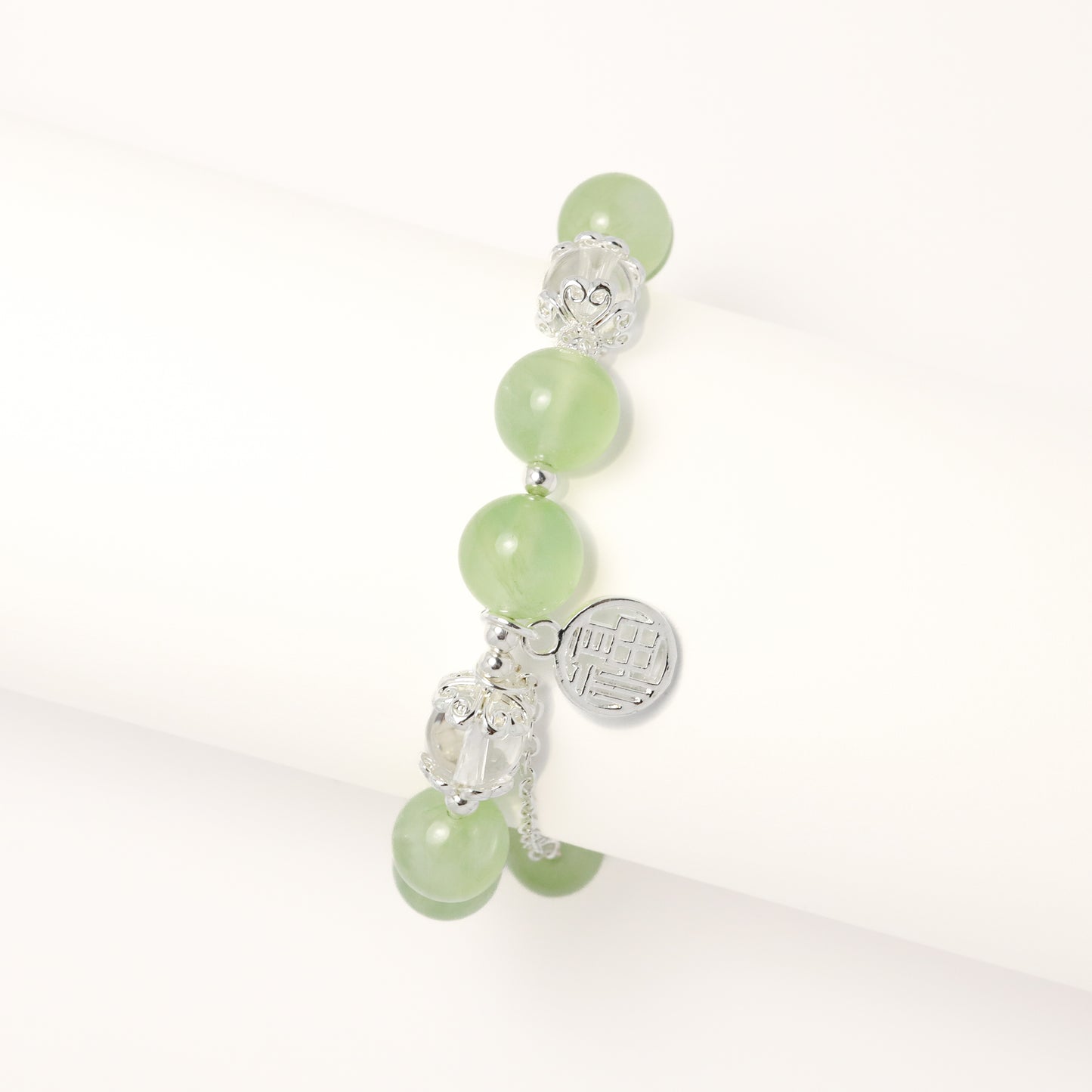 Luck & Hope - Prehnite & Clear Quartz Bracelet