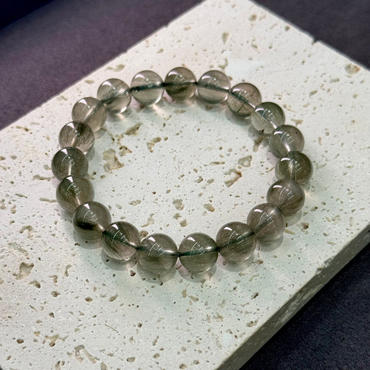 Green Rabbit Hair Quartz Bracelet - Velvet Mist