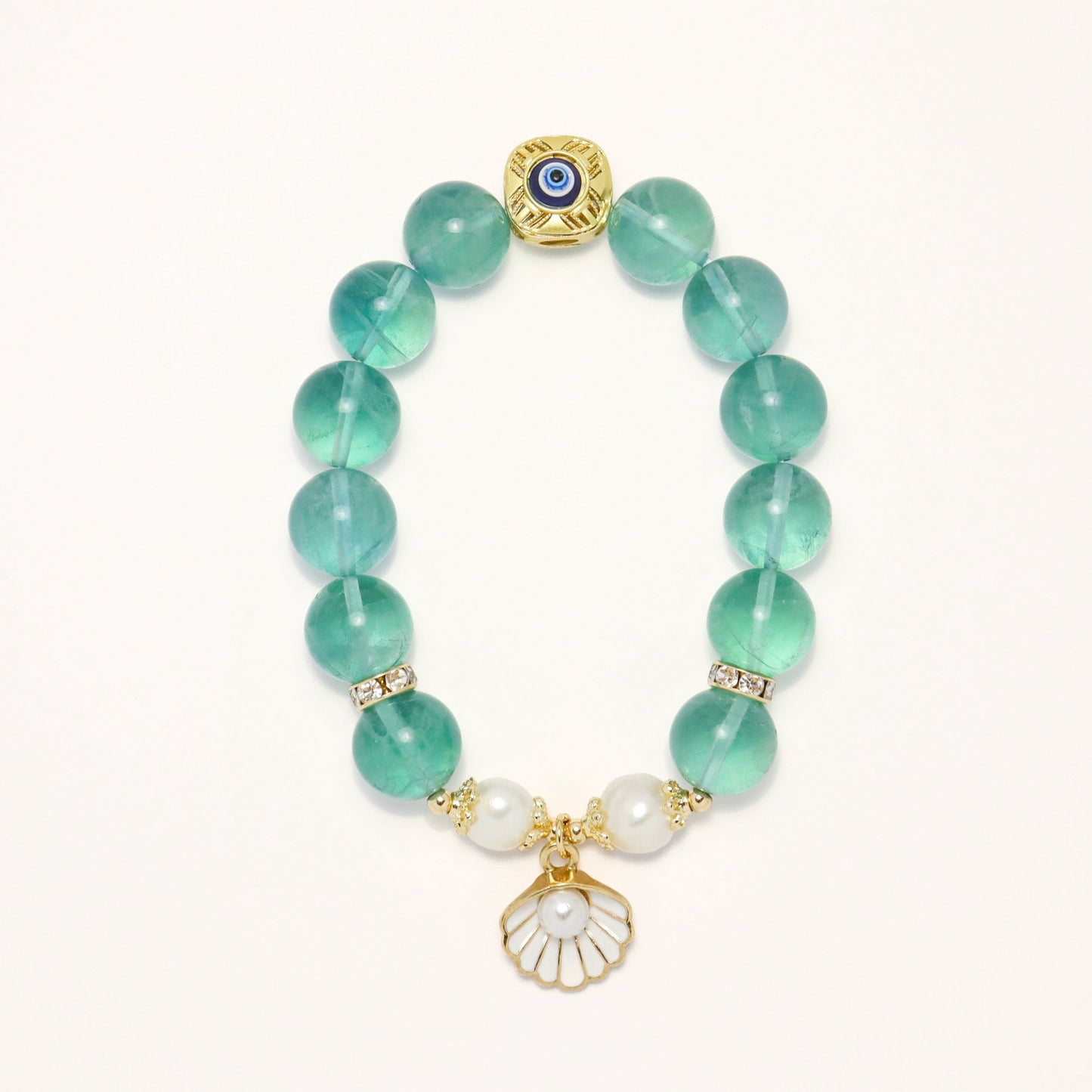 Eye Of The Ocean - Fluorite & Freshwater Pearl Bracelet