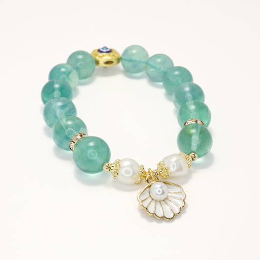 Eye Of The Ocean - Fluorite & Freshwater Pearl Bracelet