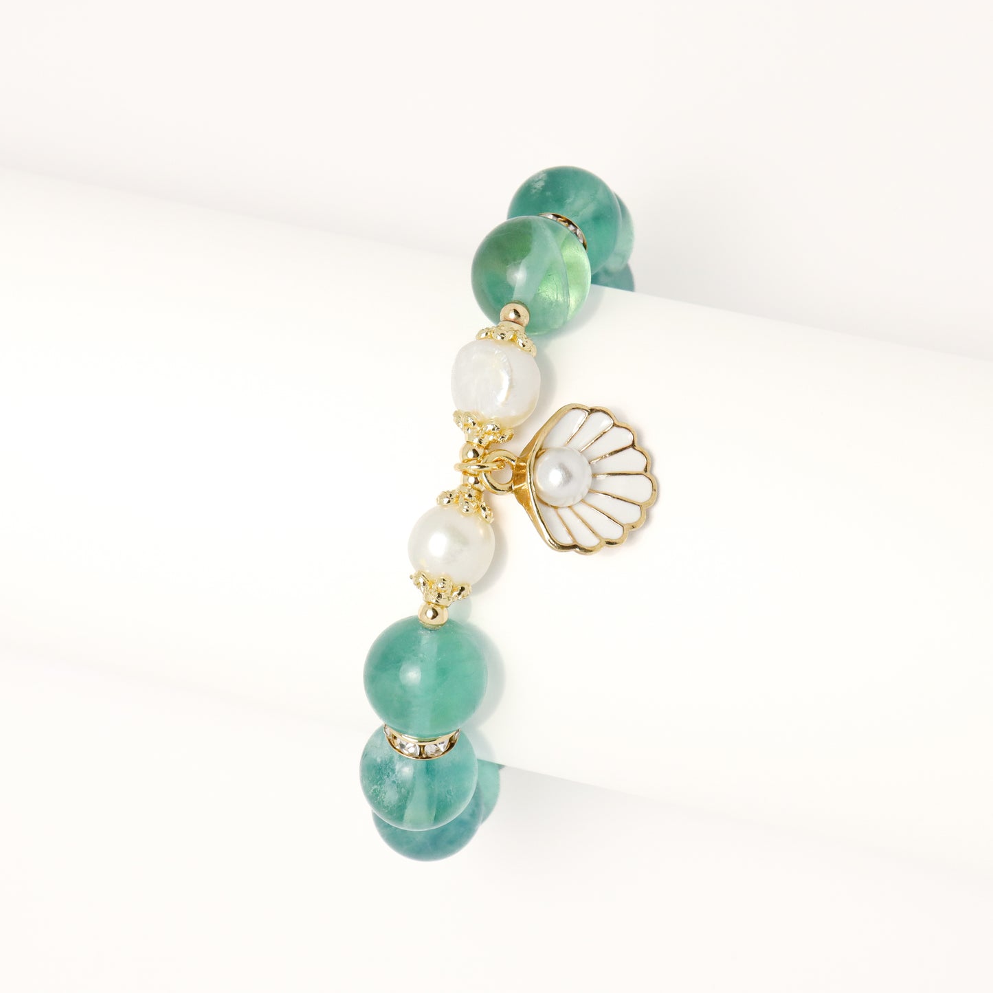 Eye Of The Ocean - Fluorite & Freshwater Pearl Bracelet