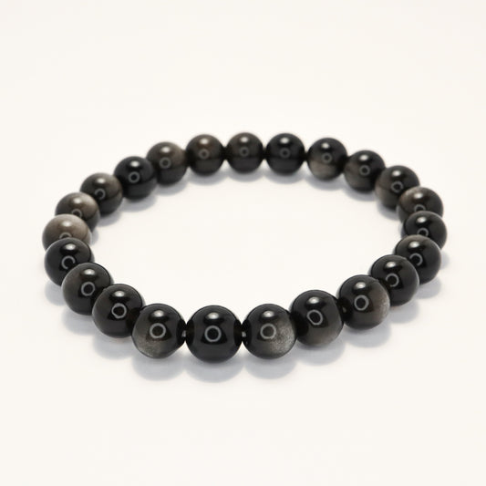 Silver Bullet - High Grade Silver-Shine Obsidian Bracelet