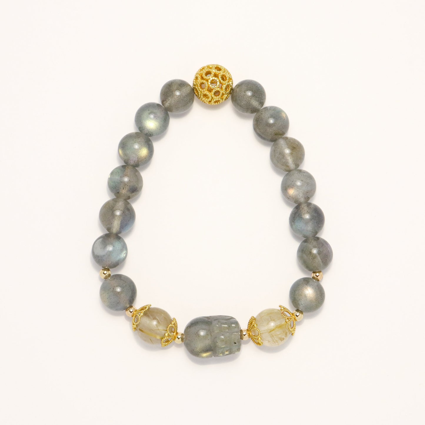 U R Wonderful - Grey Moonstone & Golden Rutilated Quartz Crystal Bracelet