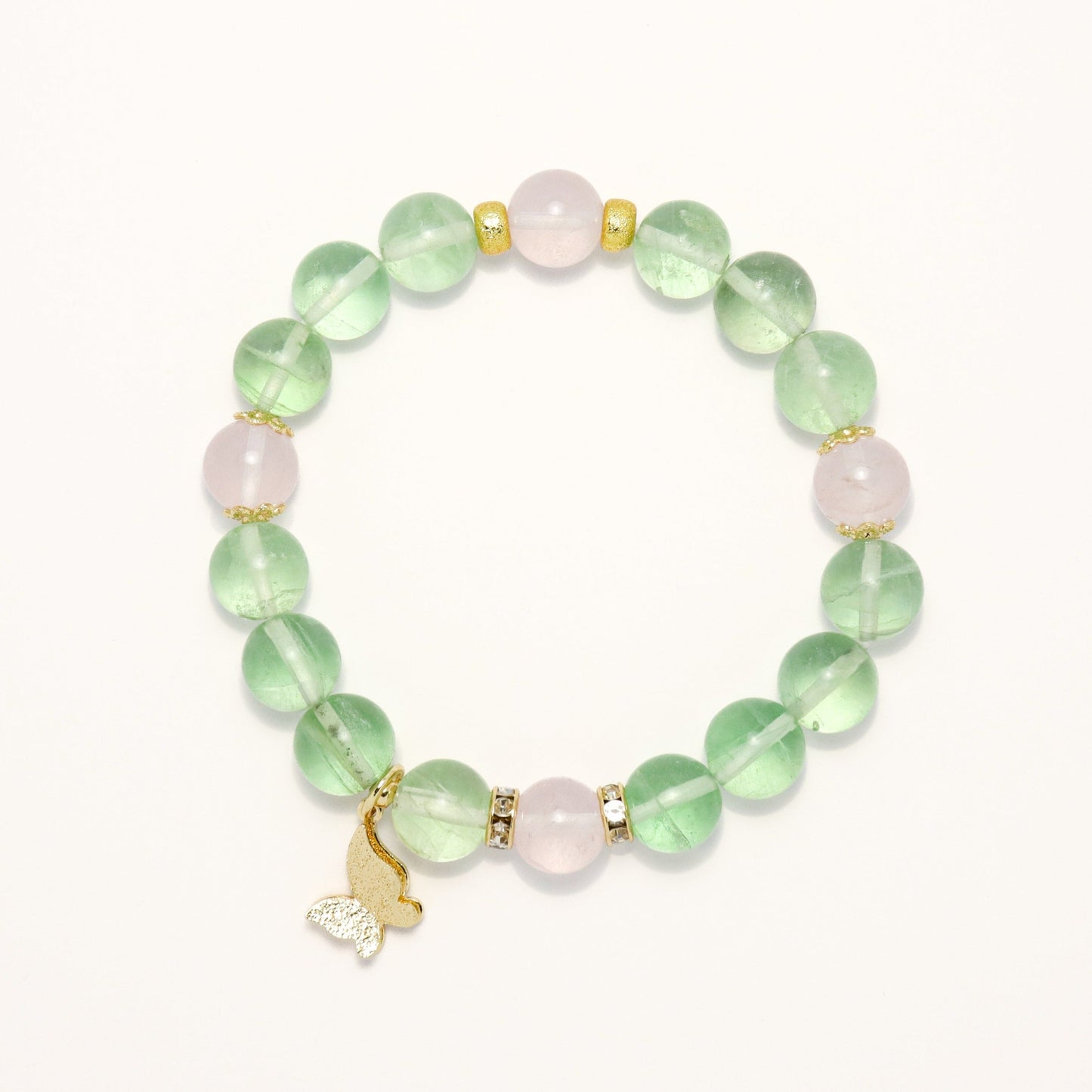 Butterfly Fairy - Green Fluorite & Rose Quartz Bracelet