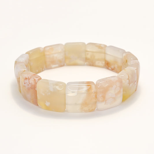 Cherry Blossom Season - Sakura Agate Cube Bracelet