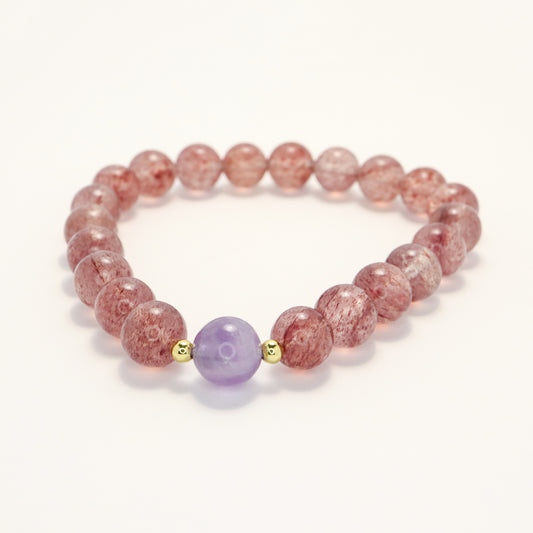 Crystal Love - Bracelet - Lavender Amethyst & Strawberry Quartz