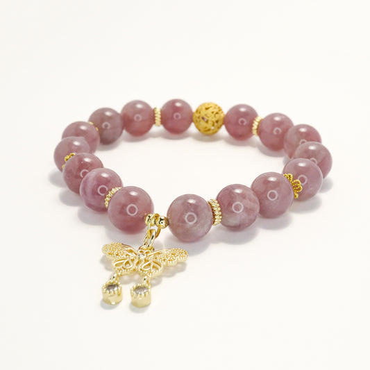 Papilio Dardanus - Purple Madagascar Rose Quartz Bracelet