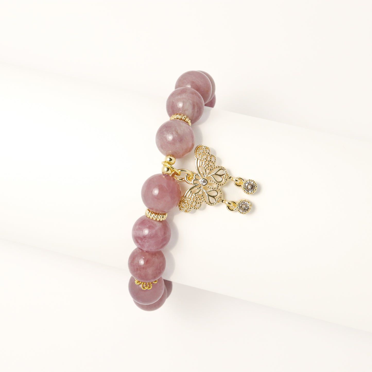 Papilio Dardanus - Purple Madagascar Rose Quartz Bracelet