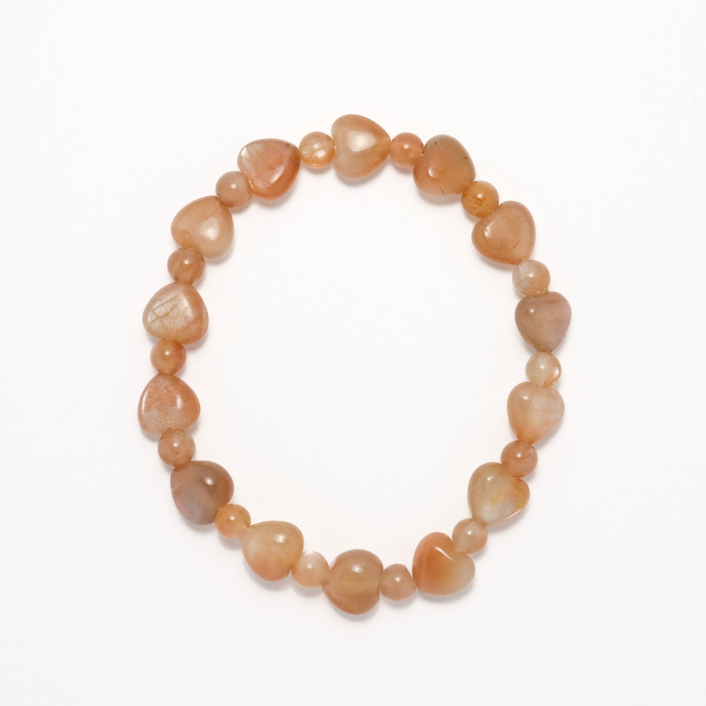 Love the Moon Light - Heart Shape Orange Moonstone Bracelet