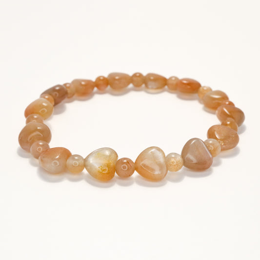 Love the Moon Light - Heart Shape Orange Moonstone Bracelet