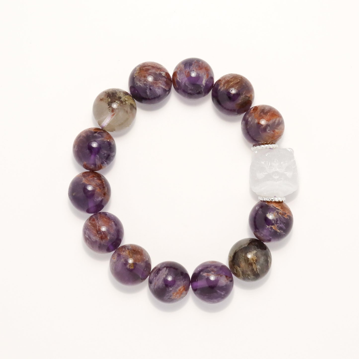 Take The Lead - Selenite Awakening Lion & Amethyst Phantom Bracelet