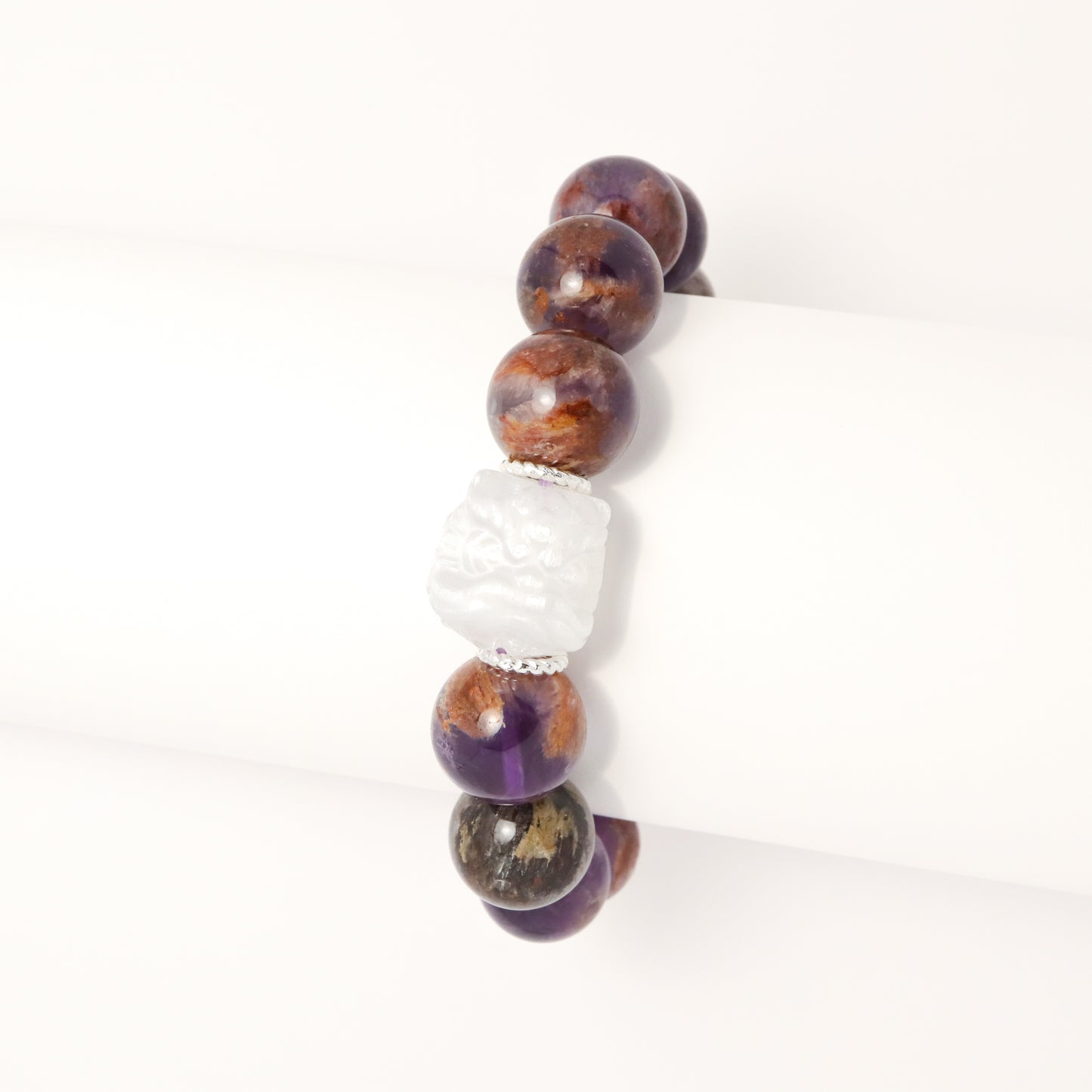 Take The Lead - Selenite Awakening Lion & Amethyst Phantom Bracelet
