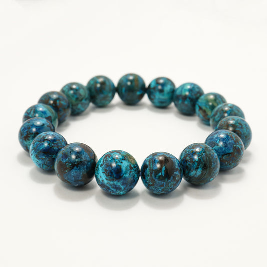 Blue Phoneix - High Grade Chrysocolla / American Turquoise Bracelet (Avg 12.5mm)