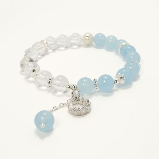 World Peace - Clear Quartz & Aquamarine Gemstone Bracelet