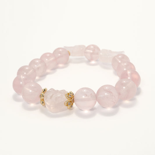 Cupid - Heart & Wings Rose Quartz Bracelet