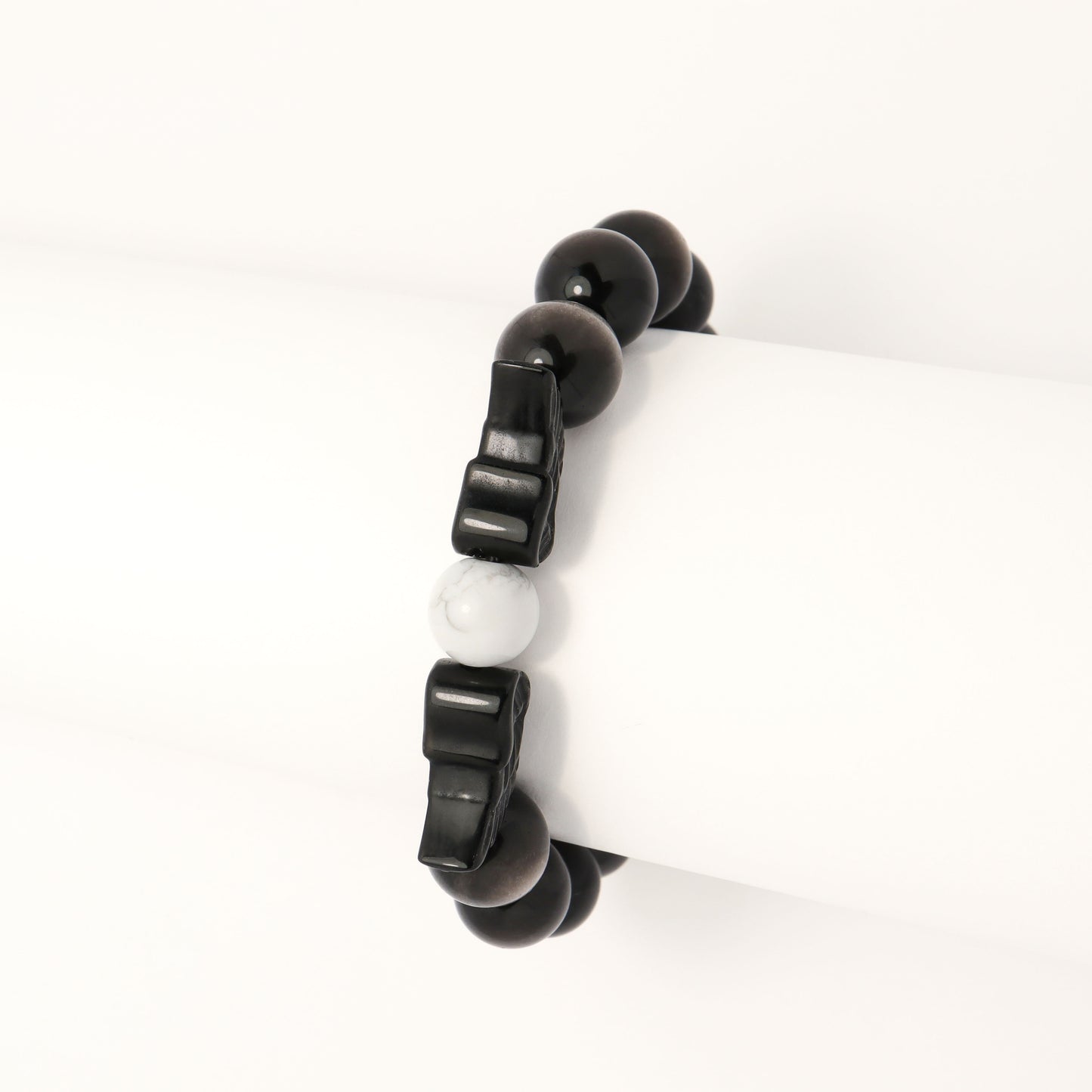 Dark Knight Angle - Silver Shine Obsidian Bracelet