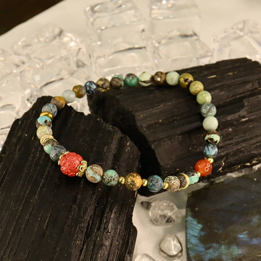 Turquoise, Cinnabar & Red Agate Bracelet - Ember & Sky Vital Harmony