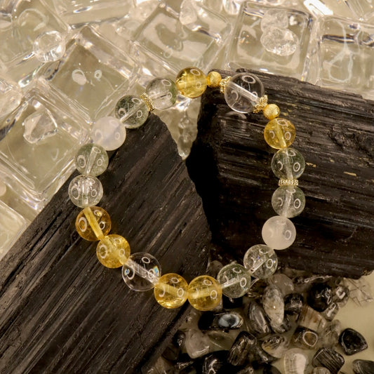 Green Phantom Quartz, Citrine & Moonstone Bracelet - Aurora Forest