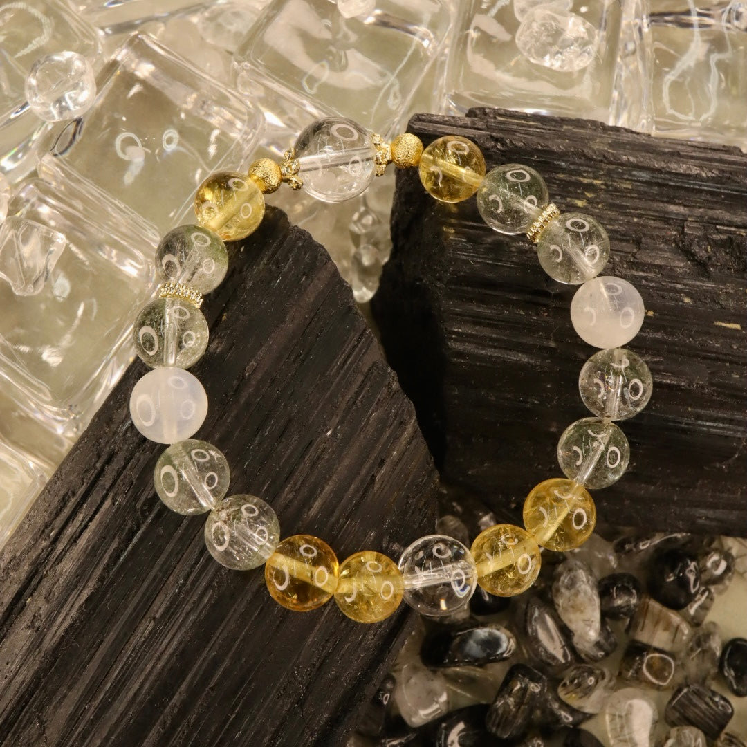 Green Phantom Quartz, Citrine & Moonstone Bracelet - Aurora Forest