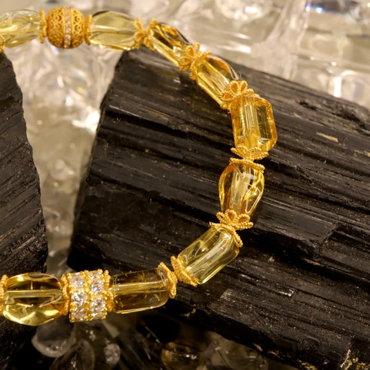 High-Quality Brazilian Citrine & Silver Bracelet - Golden Wealth