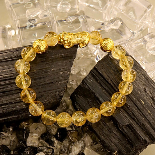 Yellow Citrine & Pixiu Bracelet - Golden Guardian of Wealth