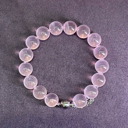Rose Quartz Bubble Bead Bracelet 粉晶 牛鼻孔工艺 泡泡珠 - Blushing Dew 雨荷